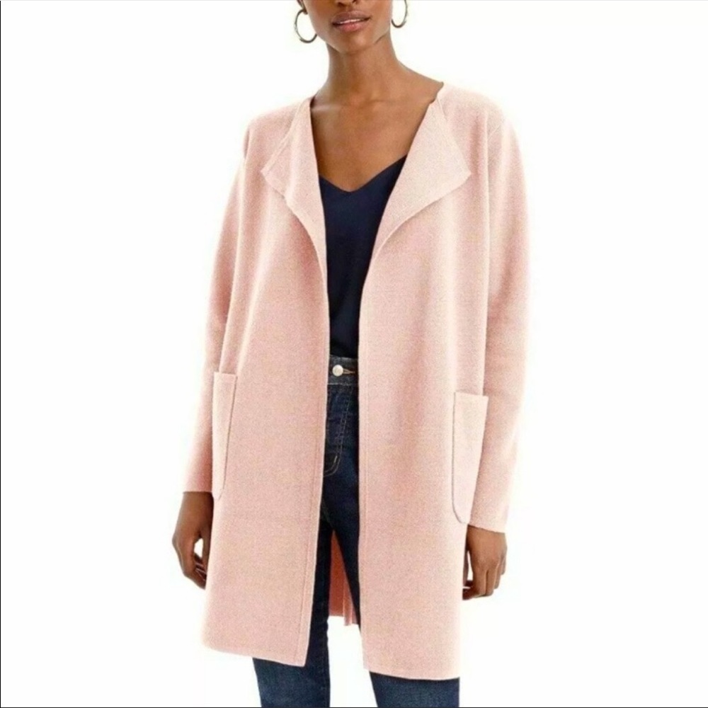 J Crew 365 Juliette Collarless Sweater Blazer in Soft Pink